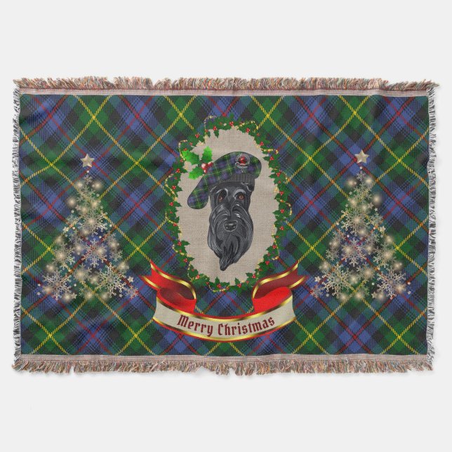 Farquharson Scottie Dog Christmas Throw Blanket (Front)