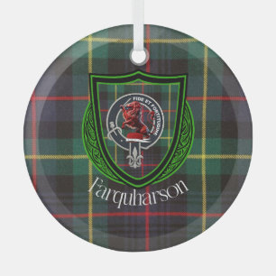 Farquharson Scottish Clan Tartan & Crest Glass Ornament