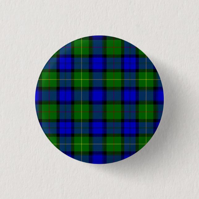 Farquharson tartan blue green plaid 1 inch round button (Front)