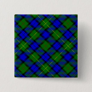 Farquharson tartan blue green plaid 2 inch square button