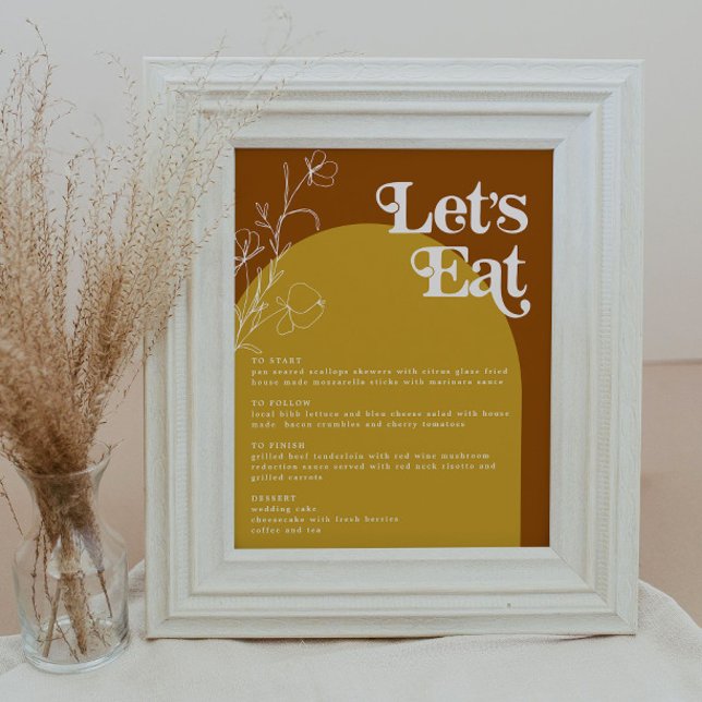 FARRAH Retro 70s Rust Lets Eat Arch Menu Poster (Creator Uploaded)