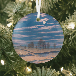 Farrer's Winter Scene in Moonlight: Glass Ornament