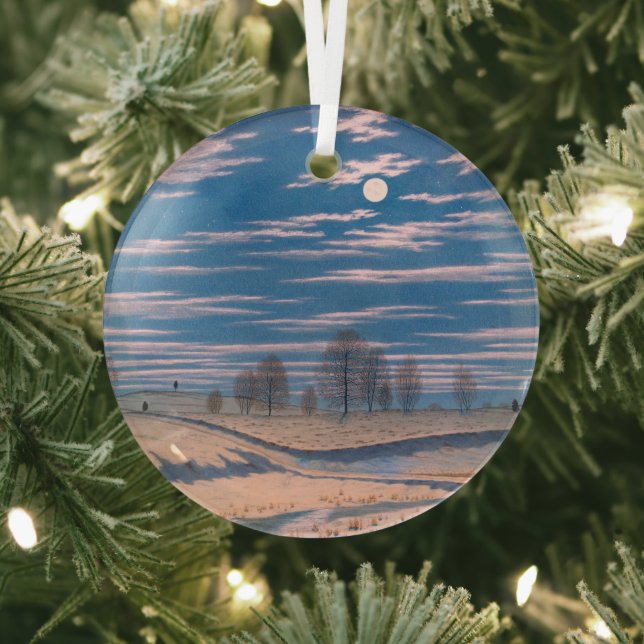 Farrer's Winter Scene in Moonlight: Glass Ornament (Insitu)