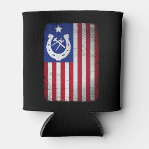 Farrier American Flag Horseshoe Horseshoeing  Can Cooler