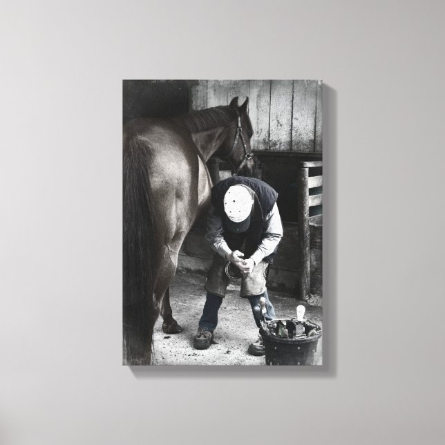 Farrier at Work - Desaturated Daguerrotype Canvas Print (Front)