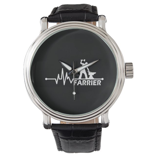 Farrier Blacksmith heartbeat Gift for Horse Lover Watch (Front)