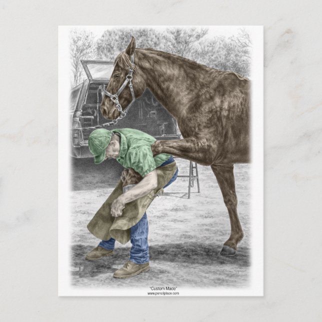 Farrier Blacksmith Shoeing Horse Postcard (Front)