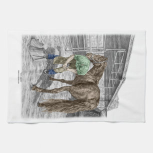Farrier Blacksmith Trimming Horse Hoof Kitchen Towel