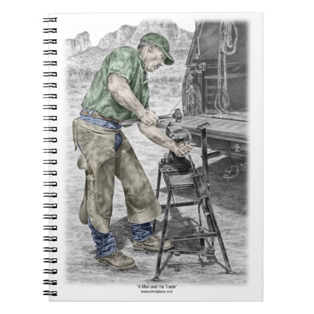 Farrier Blacksmith Using Anvil Notebook (Front)