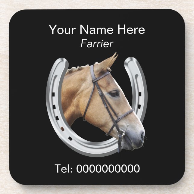 Farrier horse and horseshoe coaster (Front)