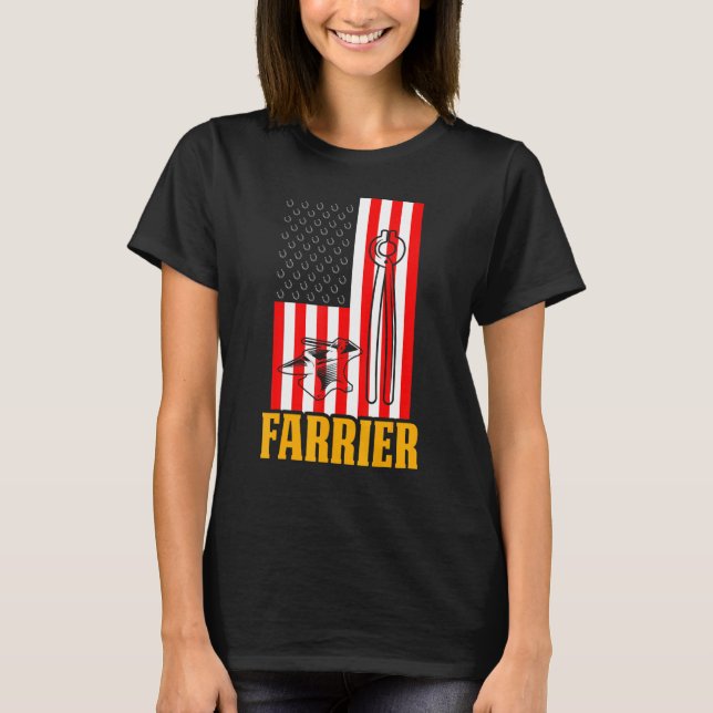 Farrier Horseshoe Hoof Trimming Equine Shoeing T T-Shirt (Front)