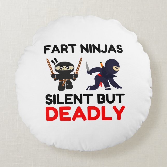 Fart Ninjas Silent But Deadly Round Pillow (Front)