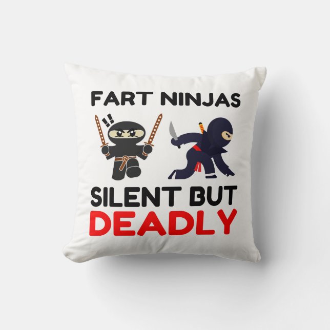 Fart Ninjas Silent But Deadly Throw Pillow (Front)