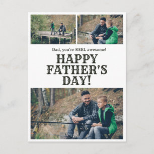 Farther's Day Fishing Reel Photo Personalized Holiday Postcard