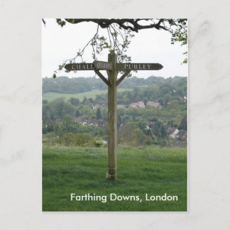 Farthing Downs Signpost, London Postcard