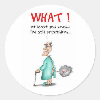 Farting Old Man Classic Round Sticker