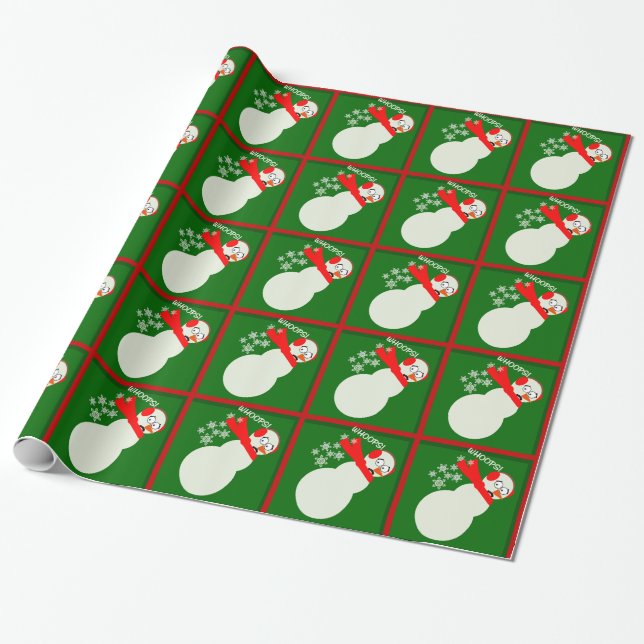 Farting Snowman Cartoon Caricature Wrapping Paper (Unrolled)
