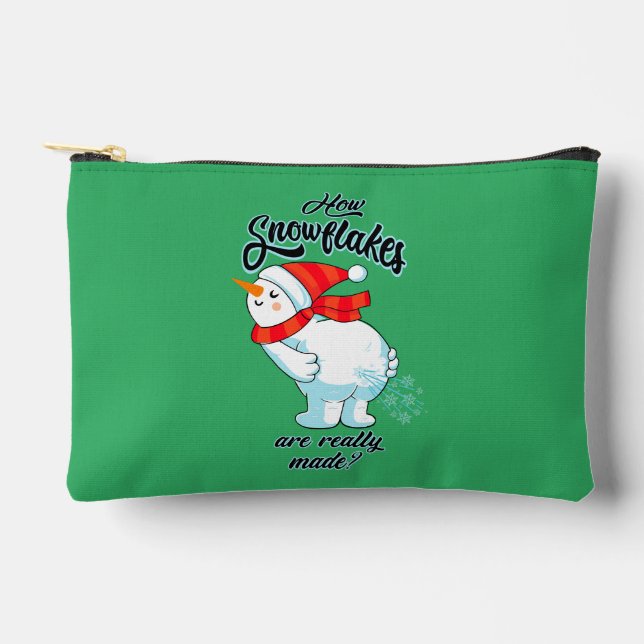 Farting Snowman How Snowflakes Are Really Made Accessory Pouch (Front)