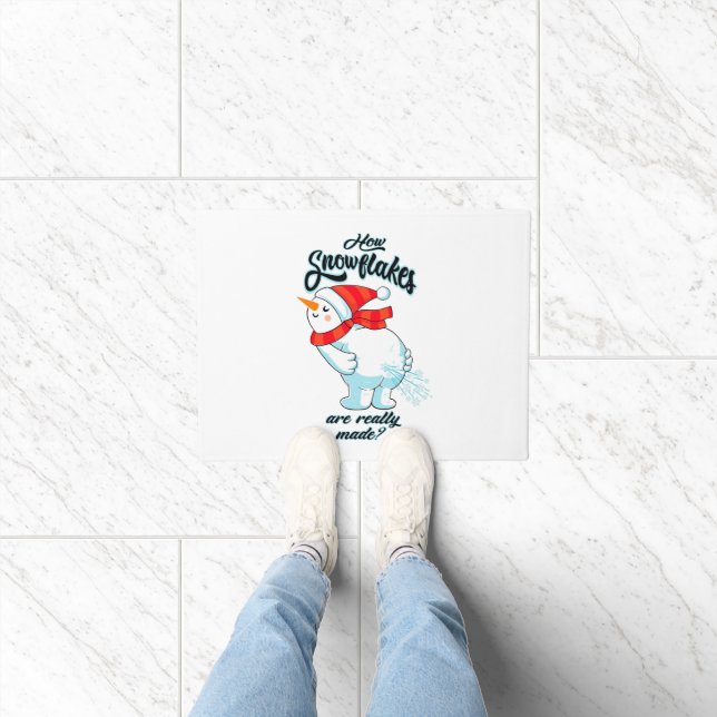 Farting Snowman How Snowflakes Are Really Made Doormat (Indoor)