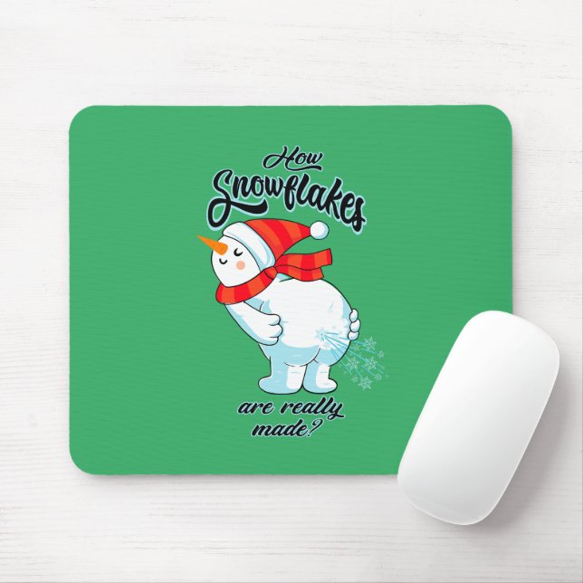 Farting Snowman How Snowflakes Are Really Made Mouse Pad (With Mouse)