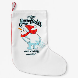 Farting Snowman How Snowflakes Are Really Made Small Christmas Stocking