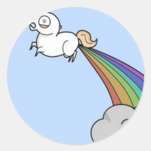 Farting Unicorn Classic Round Sticker