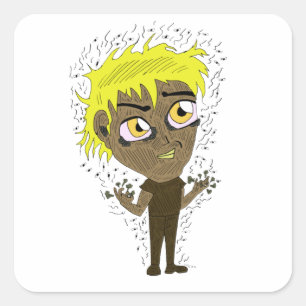 Farty Fingers Chibi Square Sticker