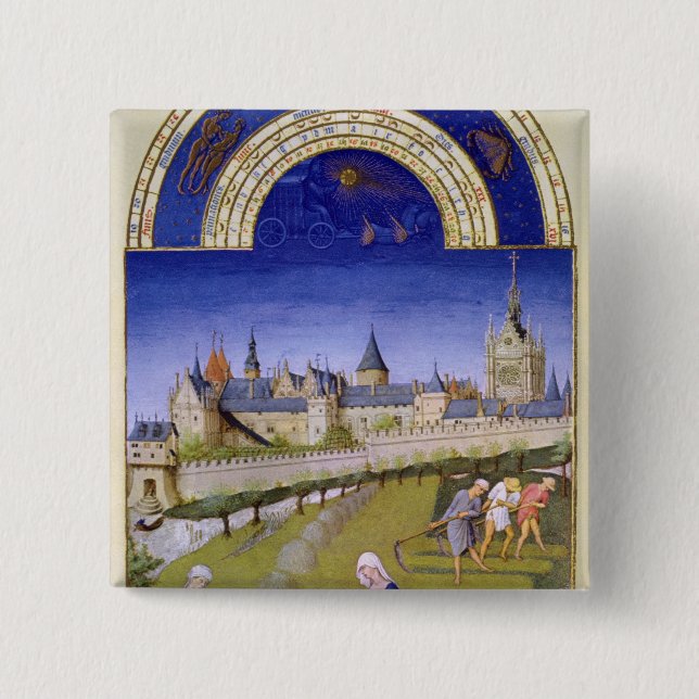 Fascimile of June: Haymaking 2 Inch Square Button (Front)