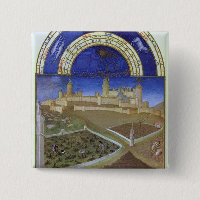 Fascimile of March: Peasants at Work 2 Inch Square Button (Front)