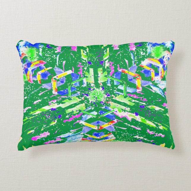 Fascinating digital art in bright colours accent pillow (Front)