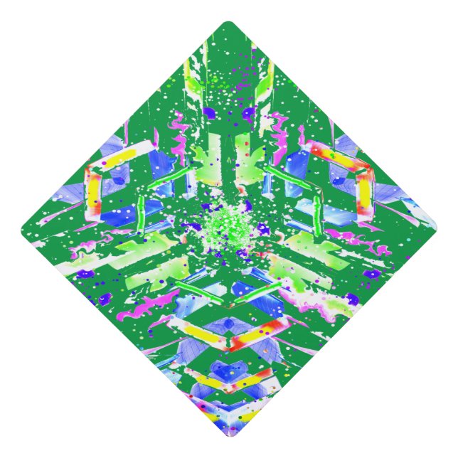 Fascinating digital art in bright colours graduation cap topper (Front)