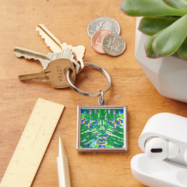 Fascinating digital art in bright colours keychain (Desk)