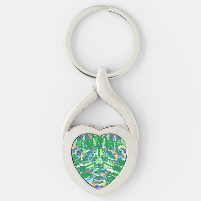 Fascinating digital art in bright colours keychain (Front)