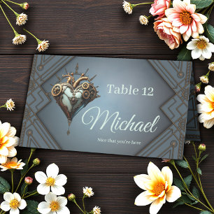 Fascinating steampunk heart  place card