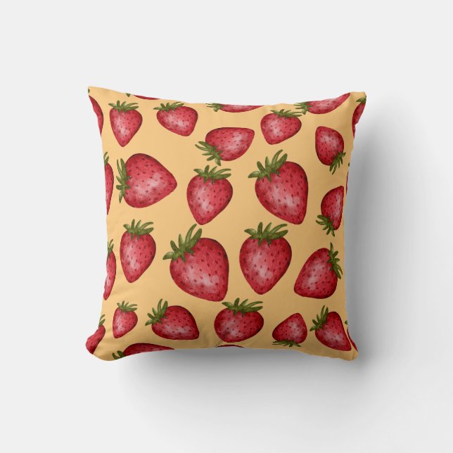 Fascinating Strawberry Pattern Throw Pillow (Front)