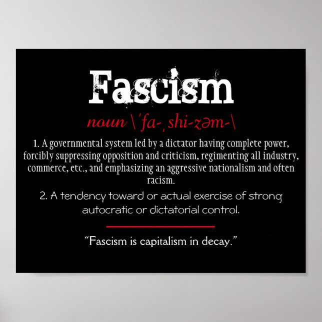 Fascism Definition Political Statement Red Poster (Front)