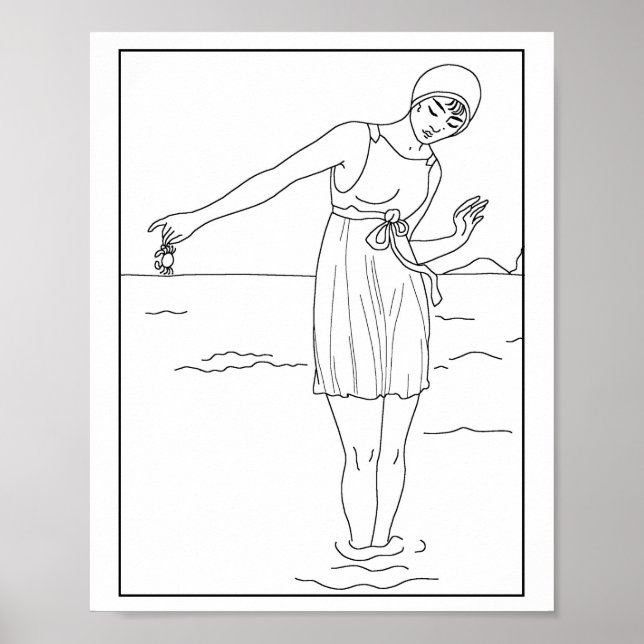 Fashion 1913 Woman Swimwear Ocean Water Poster (Front)