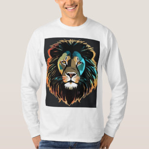 Fashion a geometric lion t-shirt with a mosaic