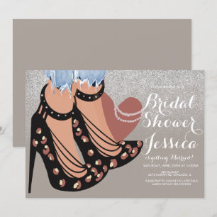 Fashion Beauty Heels Jeans Bridal Shower Earthy In Invitation