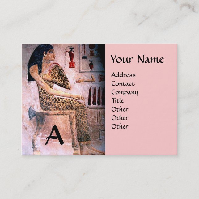 FASHION & BEAUTY OF ANTIQUE EGYPT MONOGRAM pink Business Card (Front)