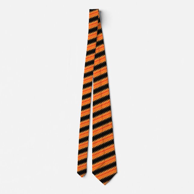 Fashion Black Orange Striped Tie (Back)