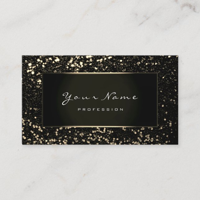 Fashion Blogger Framed Black Frame Sepia Glitter Business Card (Front)
