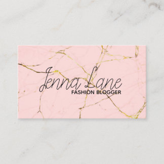 fashion blogger marble modern pink business card