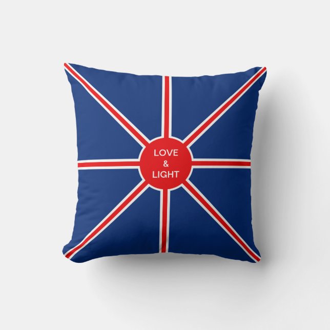 Fashion Blue Red and White Throw Pillow (Front)