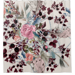 Fashion bo-ho illustration with rose flowers and p