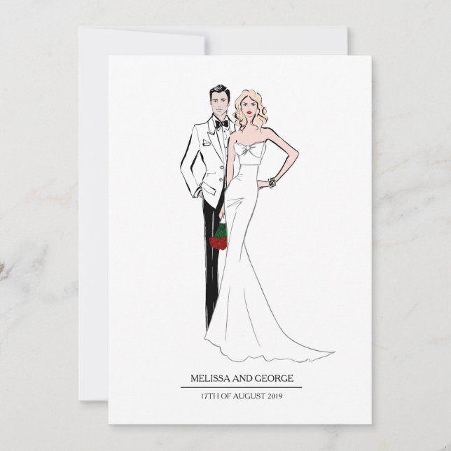 Fashion Bride and Groom Invitation (Front)