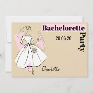 Fashion Bride Neutral Bachelorette horizontal Invitation