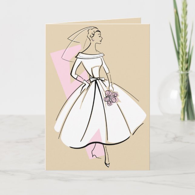 Fashion Bride Neutral beige greetings card (Front)