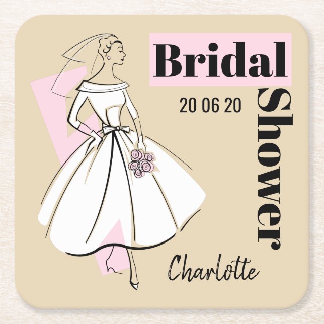 Fashion Bride Neutral Bridal Shower coaster (Front)