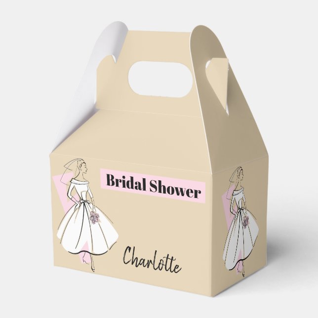 Fashion Bride Neutral Bridal Shower Name gable Favor Box (Back Side)